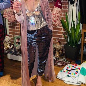 Brown/Pink Fancy Kimono, Lace, Size Small